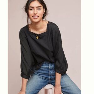 Anthropologie AKEMI + KIN DECKER TOP BLOUSE Black Size Small